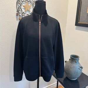 Skechers Black Ribbed Zip-Up Hoodless Hoodie